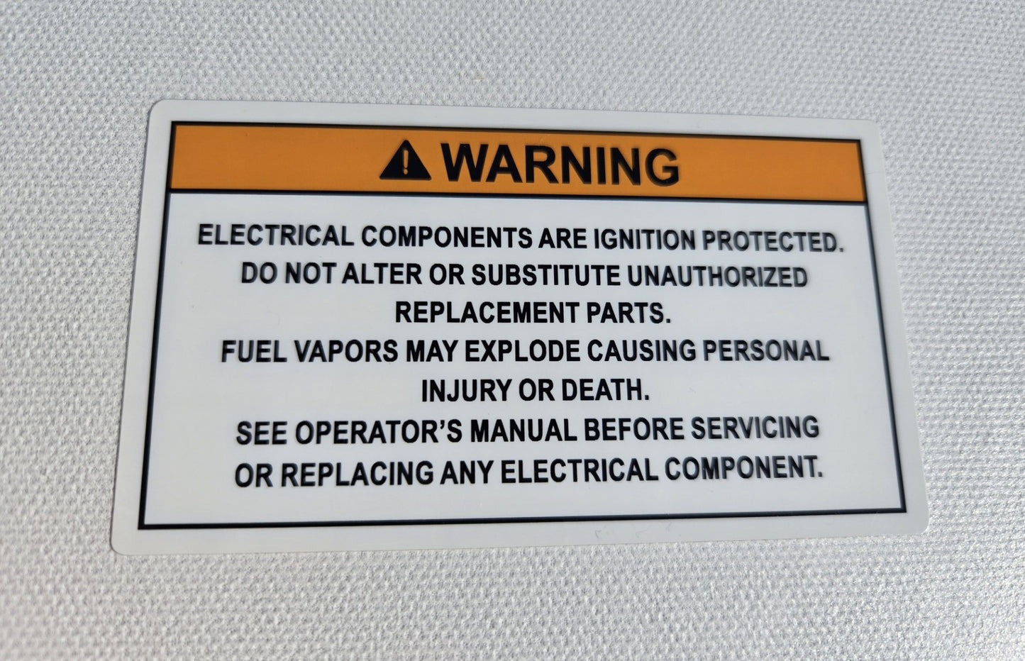 Substitute Electrical Components Warning Label (our #132)
