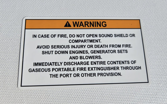 In Case of Fire Warning Label (our #134)