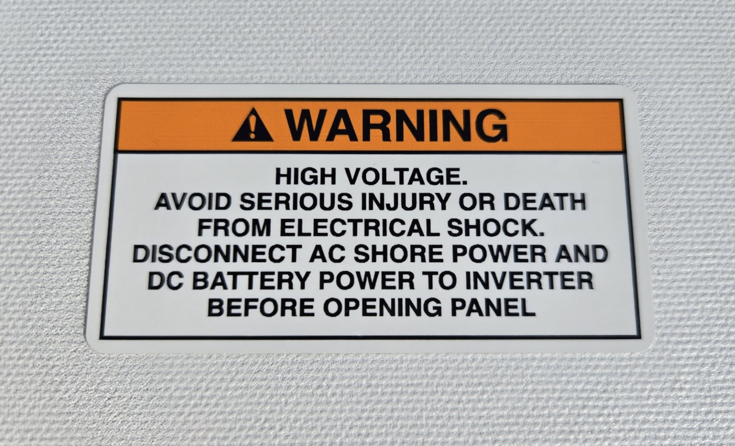 High Voltage Panel Warning Label (our #137)