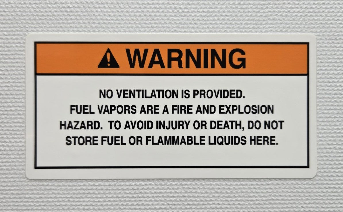 No Ventilation Explosion Warning Label (our #144)