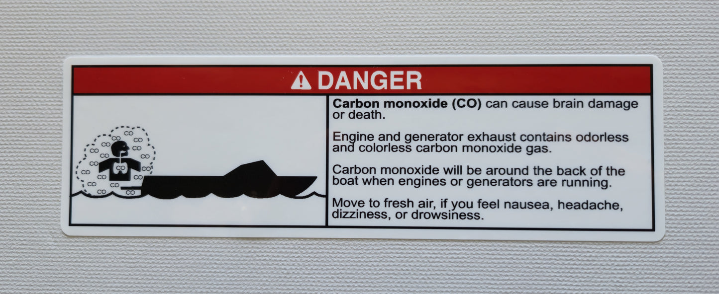 Reboarding Area CO Danger Label (our #159)