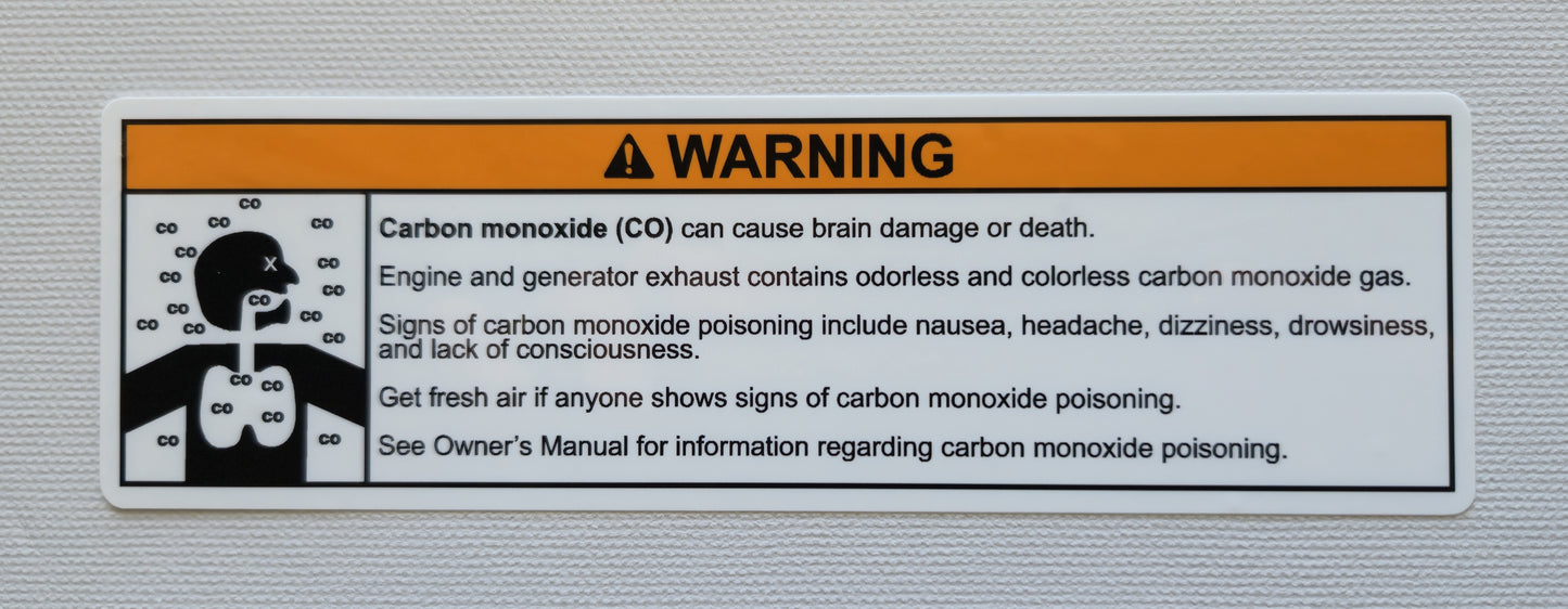 Helm Carbon Monoxide Warning Label (our #160)