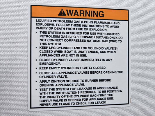 LPG (Propane) Warning Label (our #113)