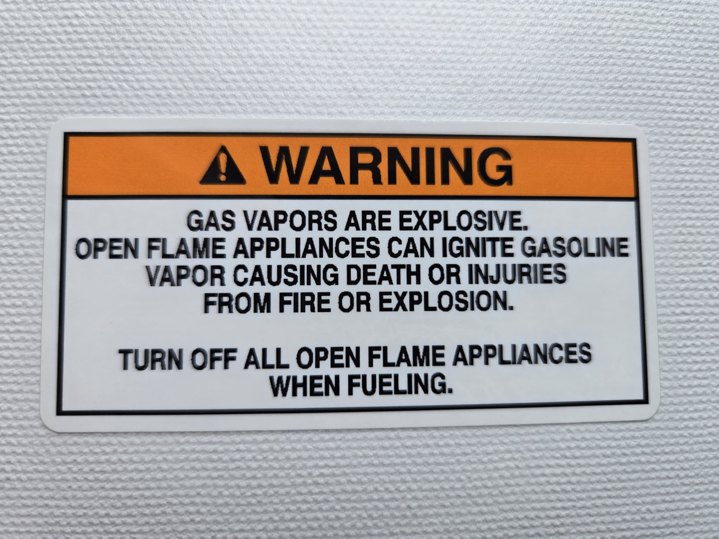 Gasoline Vapors & Open Flames Warning Label (1) (our #114)