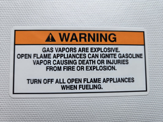 Gasoline Vapors & Open Flames Warning Label (1) (our #114)