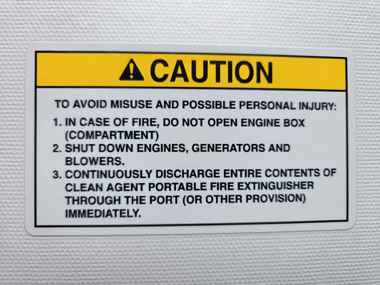 Engine Compartment Fire Caution Label (our #118)