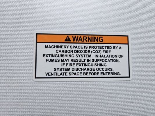 Engine Compartment CO2 Extinguisher Warning Label (our #122)