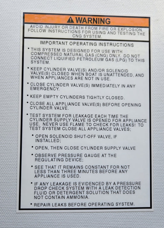 CNG System Warning Label (our #128)