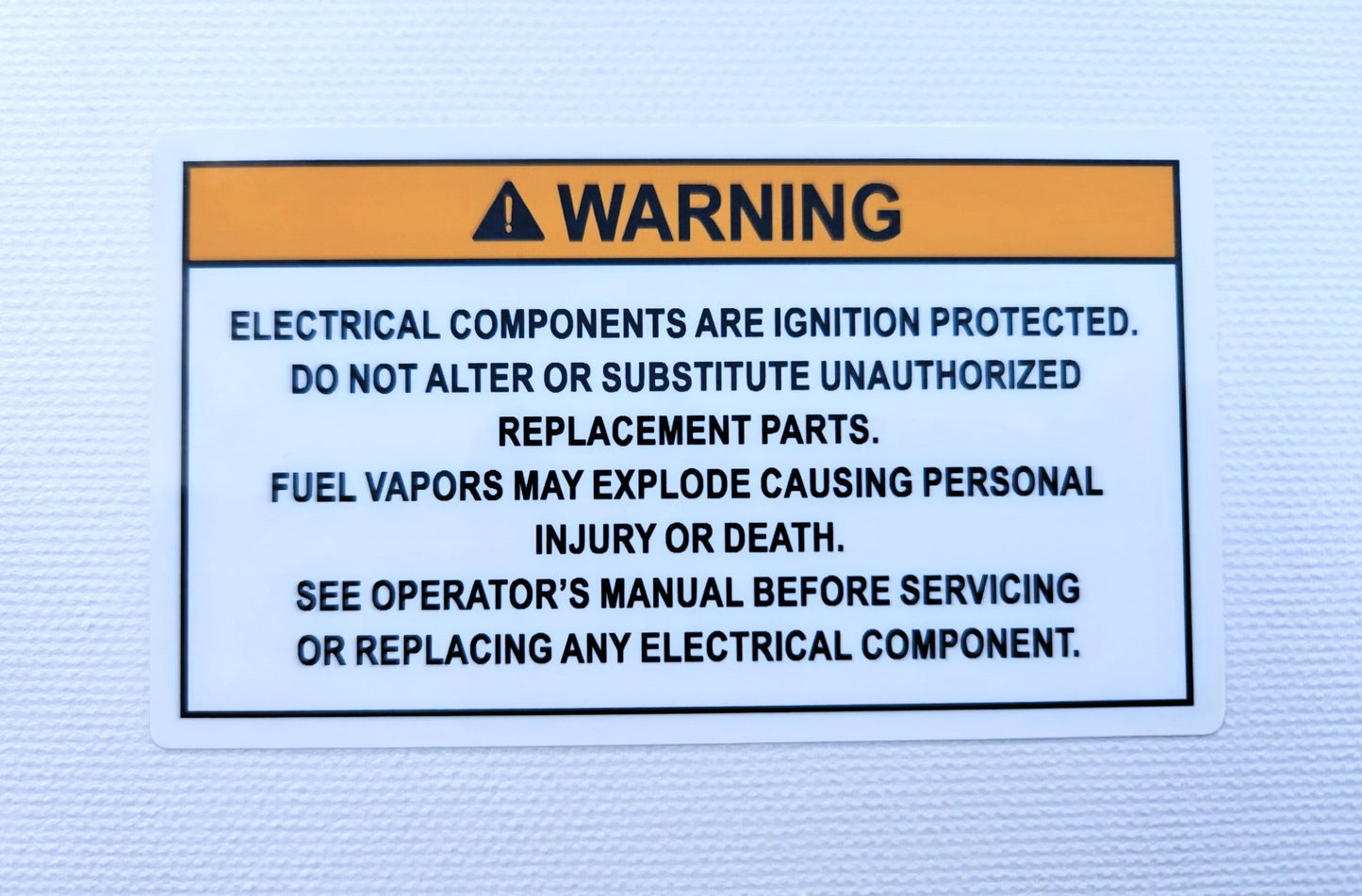 Substitute Electrical Components Warning Label (our #132)