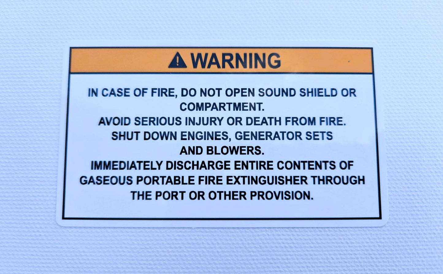 In Case of Fire Warning Label (our #134)