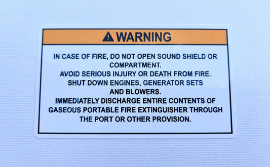 In Case of Fire Warning Label (our #134)