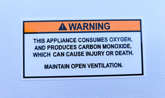 Open Flame Appliance Asphyxiation Warning Label (our #135)