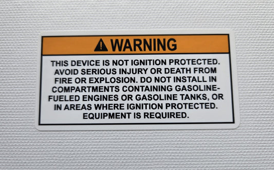 Device Not Ignition Protected Warning Label (our #136)