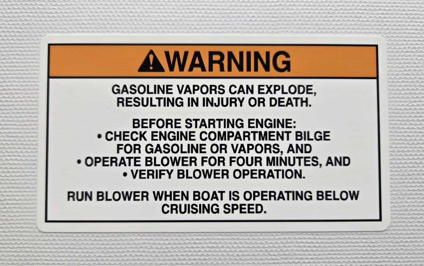 Gasoline Vapor Explosion Warning Label (our #145)