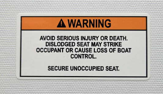 Dislodged Seat Warning Label (our #149)