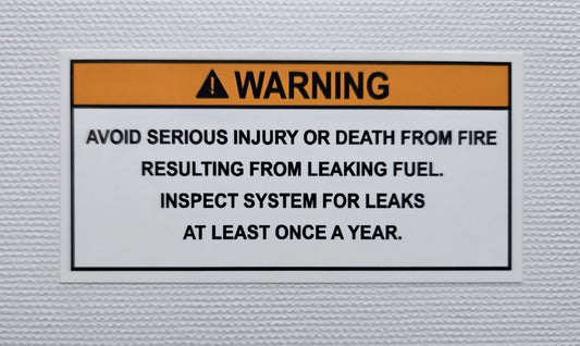 Fuel Leak/Fire Warning Label (our #153)