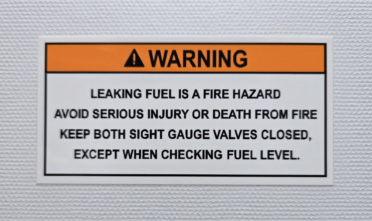 Sight Gauge Valve Warning Label (our #154)