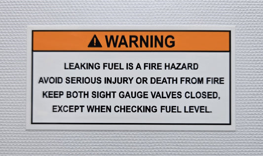 Sight Gauge Valve Warning Label (our #154)