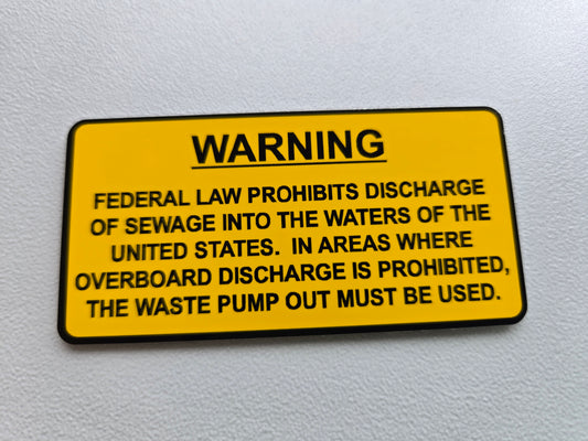 Sewage Discharge Warning Label (our #182)